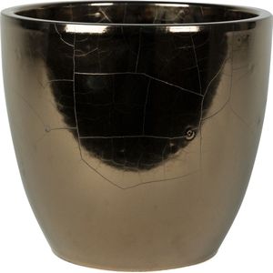 Plantenpot/bloempot in een strakke Scandinavische look goud Dia 20 cm en Hoogte 19 cm glanzend