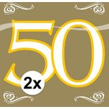 2x Servetten 50  jaar goud 20 stuks