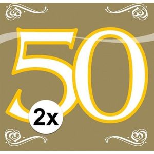 2x Servetten 50  jaar goud 20 stuks