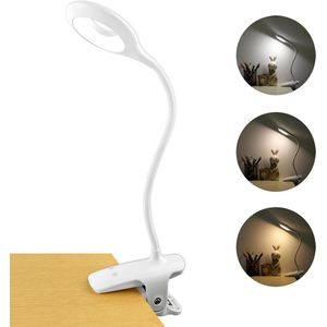 Sfeerverlichting Sfeerlampje 3 W oplaadbaar met klem - 28 leds draadloze bedlampjes - 3 kleuren - 3 intensiteiten - touch bureaulamp - werkt op batterijen - mini nachtlampje om te lezen - wit