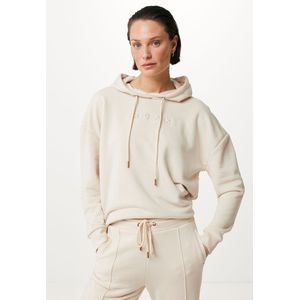 Dropped Shoulder Hoodie With Embossing Dames - Cream - Maat S