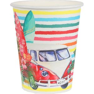 Santex Hawaii thema feest wegwerp bekertjes - 10x - 270 ml - karton - Tropisch themafeest