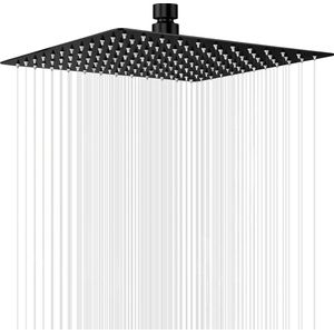 12 inch (30 cm) regendouche, douchekop roestvrij staal, AISI304, regendouche, anti-kalksproeiers, douchekop regendouchekop vierkant (zwart)