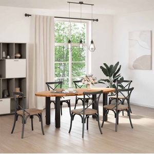 vidaXL Eettafel - Eettafels - Eetkamertafel - Keukentafel - Eettafel 220x100x74 cm ovaal massief eikenhout lichtbruin