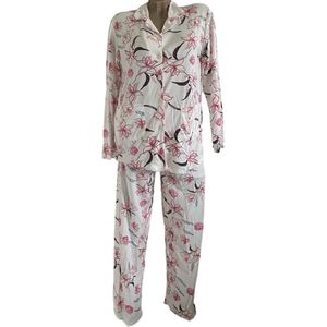 Dames Katoenen Pyjama 2038 180GSM Double Jersey XL wit/roze