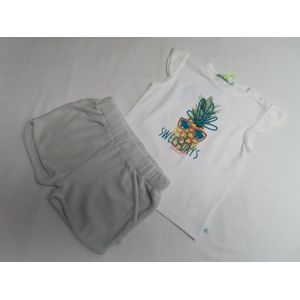 Ensemble - Meisjes - T shirt ecru met ananas en licht grijst broekje - 2 jaar 92