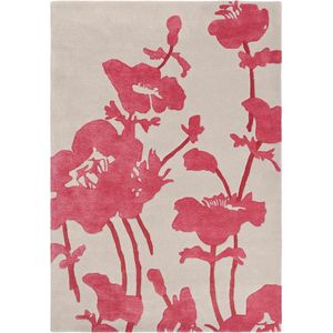 Florence Broadhurst - Floral 300 39600 Vloerkleed - 200x280  - Rechthoek - Laagpolig Tapijt - Klassiek - Grijs, Roze