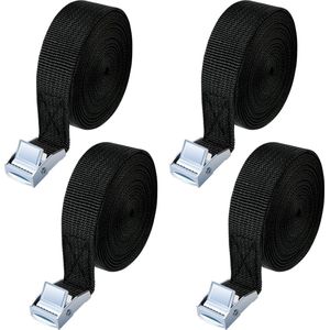 Spanbanden, 4 stuks zware spanbanden, 5M verstelbare spanbanden Ratelriemen voor motorfiets, vracht, vrachtwagens, aanhangwagen, bagage, 250 kg laadvermogen, snelsluiting (zwart)
