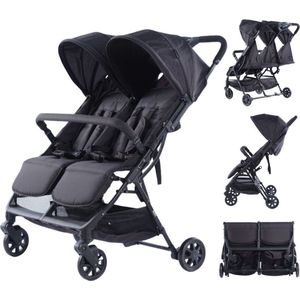 Novi Baby® Foss Go Duobuggy - All Black - Geschikt tot 15 kg per zitje - Compact opvouwbaar