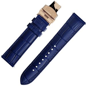 QUIST - horlogebandje - blauw leer croco - gouden sluiting - 20mm