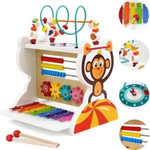 Houten Activiteiten Kubus 5in1 - met Xylofoon Kraaldoolhof - Educatief Speelgoed - Activity Center voor Baby's - Speelgoed Muziekinstrument