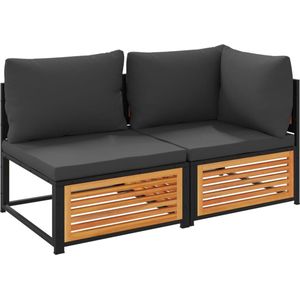 vidaXL Tuinbank 2-zits met kussens acaciahout Tuinbank - Hoekwoning - Outdoor Furniture - Acacia Hout - Lounge Set