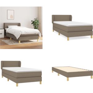 vidaXL Boxspring met matras stof taupe 100x200 cm - Boxspring - Boxsprings - Bed - Slaapmeubel