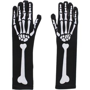 Zac's Alter Ego - Skeleton Long Sleeve Handschoenen - Zwart/Wit
