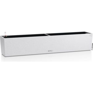 LECHUZA BALCONERA Stone 100 - Plantenbak - met uitneembare binnenbak - met bewateringssysteem - ALL-IN-ONE set met LECHUZA-PON - kwarts wit
