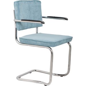 Zuiver Ridge Rib Kink Eetkamerstoelen met armleuning Blauw - Set van 2