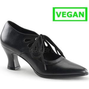 Victorian-03 Pump with short heel and shoe laces black matt - (EU 40 = US 10) - Funtasma