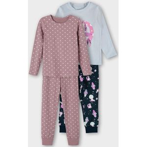 Name it meisjes pyjama 2-pack - Elderberry / Unicorn - 128 - Roze.