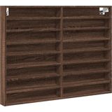 vidaXL - Vitrinekast - 100x8,5x75 - cm - bewerkt - hout - bruin - eikenkleur