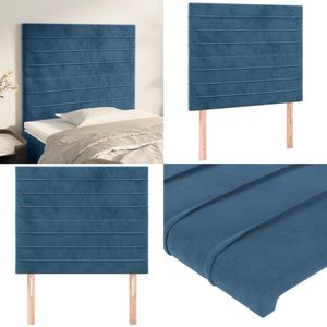 vidaXL Hoofdborden 2 st 90x5x78/88 cm fluweel donkerblauw - Hoofdbord - Hoofdborden - Hoofdeinde - Houten Hoofdbord