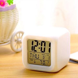 Alarmklok - LED wekker - MoodiCare Clock, CK-20 - wekker - alarm, tijd, datum, dag en temperatuur- 7 kleuren