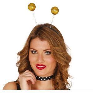 Fiestas Verkleed diadeem discoballen/Aliens sprieten - goud - meisjes/dames