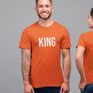 Oranje Koningsdag T-Shirt King Queen (HEREN - MAAT XS) | Oranje Kleding | WK Feestkleding