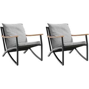 vidaXL Tuinstoelen - 2 stuks - Inclusief kussens - Zwart Tuinstoel - Textiel Stoffen - Zwarte Tuinstoel - Outdoor Meubels - Balkon Set