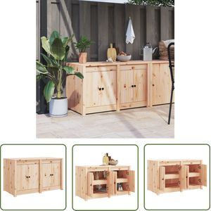 The Living Store Keukenkast voor buiten 106x55x64 cm massief grenenhout - Buitenkeuken - Houten Keukenkast - Grenenhout - Modulaire Keukenkast - Tuinkast