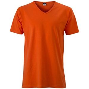 James and Nicholson Heren Slim Fit V Hals T-Shirt (Donker Oranje)