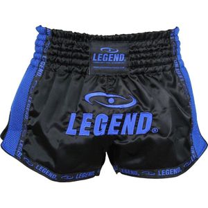 Legend Sports Kickboksshort Unisex Satijn Zwart/blauw Maat Xl