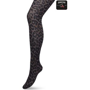 Bonnie Doon Dames Panterprint Panty 50 Denier Bruin maat L/XL - Chique Panty - Leopard Dessin - Brede Boord - Comfort - Panter Print - Jaguar - Dieren Print - Jaguar Tights - Feestelijk - Brown - BP211905.161