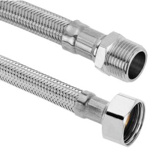 PrimeMatik - Flexibele metalen RVS slang 1/2 ""Male to 3/8"" Male van 30 cm