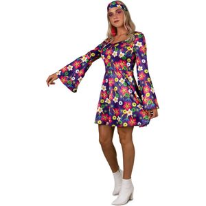 PartyXplosion - Hippie Kostuum - Girl Power Flower Power - Vrouw - - Maat 36 - Carnavalskleding - Verkleedkleding