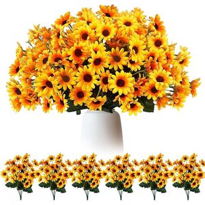 S&Dshopline® 6 bundels kunstzonnebloemen, decoratie, 144 kunstzonnebloemen, kunstbloemen, herfst, zijdebloemen, herfstbloemen, kunstbloemen, zonnebloem voor tafeldecoratie, bruiloft, woonkamer (24