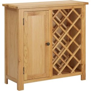 vidaXL - Wijnkast - voor - 11 - flessen - 80x32x80 - cm - massief - eikenhout
