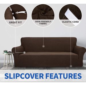 Newest Jacquard Sofa Covers for 2 Seater, Super Stretch Non-Slip Love Seat Couch Cover for Dogs Pet Friendly Furniture Protector Loveseat Slipcovers (2 zits, donkere koffie)