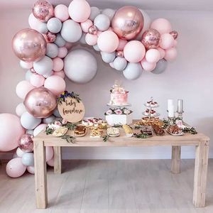 Ballonnenboog Huwelijk Verjaardag - Ballonboom Pilaar - Ballonnen Boog Bruiloft decoratie Papier - Kant en Klare Set Inclusief Pomp - Baby Roze