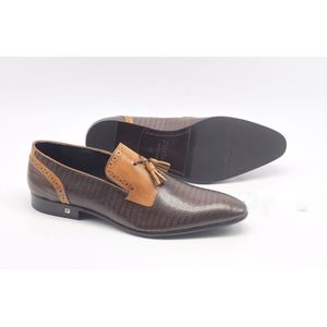 Zerba - Heren Instappers - Loafers -Maat 41 - Bruin Leer - Arciano