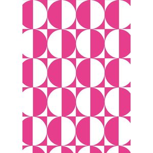 Inpakpapier Cadeaupapier Motief van Roze Cirkels- Breedte 30 cm - 200m lang