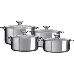 Le Creuset 4-delige Pannenset Signature - RVS - Inductie - 4 kookpannen - inclusief deksels