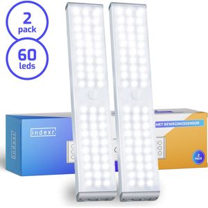 Oplaadbare Wandlamp - Kastverlichting met Bewegingssensor - 2-Pack - USB Oplaadbaar - 60 LED - Koud Wit - Keukenverlichting Onderbouw - Draadloos