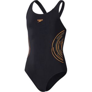 Speedo Placement Muscleback Zwart/Oranje Sportbadpak - Maat 128