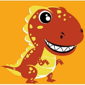 Schilderen Op Nummer voor kinderen  - Rode dinosaurus - 20x20 cm - Hobbypakket -Verven - Kleuren met water -  Jongens en meisjes - Geen batterijen