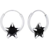 Zilveren oorbellen | Oorringen met hanger | Zilveren oorringen, ster van kristal