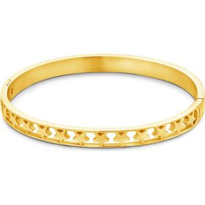 CO88 Collection Sense 8CB 90097 Stalen Bangle met Sterren - One-size (60x50x6 mm) - Goudkleurig