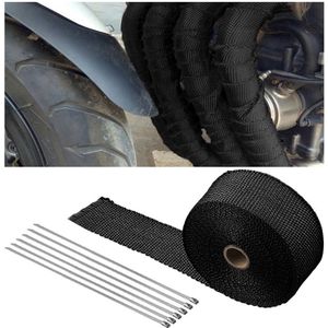 Thermische uitlaatband isolatietape 5 cm x 5 m - motorfiets - 10 roestvrij stalen kabelbinders .