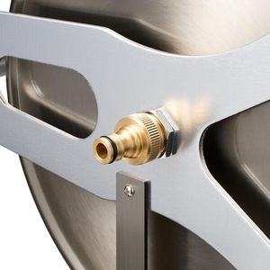 Tuinslanghaspel RVS - voor op de grond & muur - HxBxD: 35 x 40 x 365 cm - zilver Tuinslang haspel