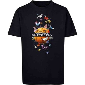 Mister Tee - Kids Butterfly Baller Kinder T-shirt - Kids 134/140 - Zwart