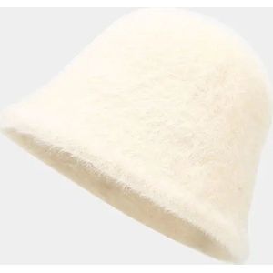 ASTRADAVI Winter Hats - Hoed - Stijlvolle en Elegante Pluche Hoed - Eén Maat Verstelbaar - Crème / Off-White